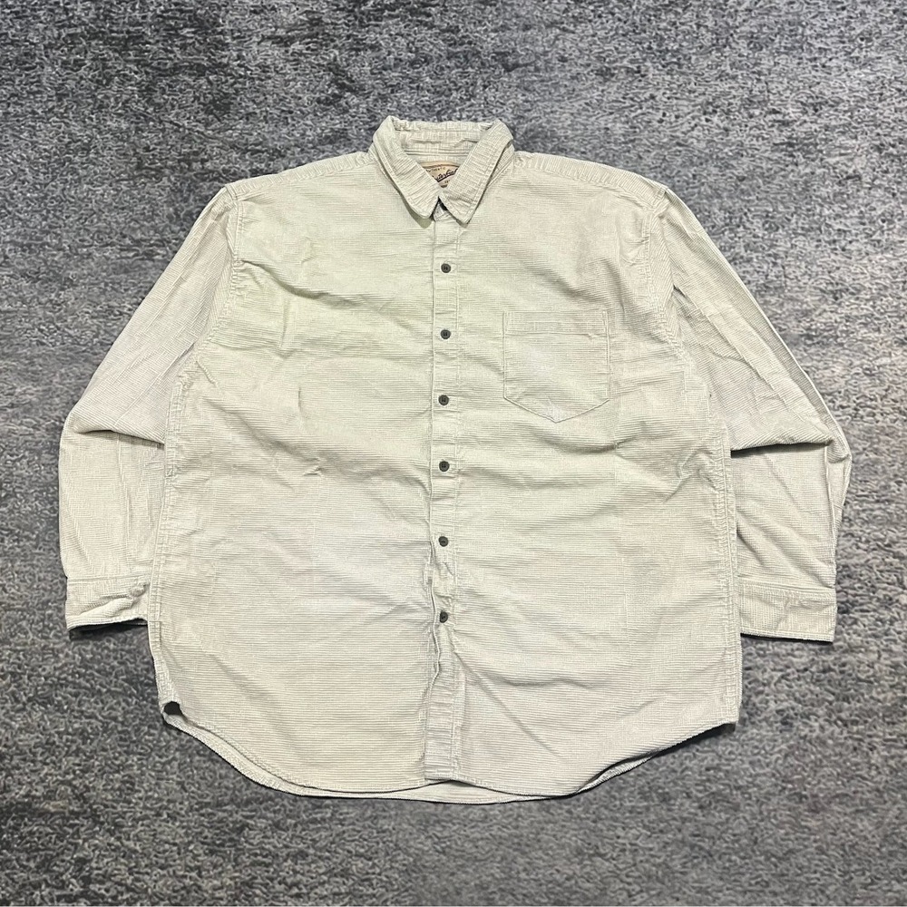 Chesterfield Shirt Button Down Long Sleeve Mens XL‎ Cream Cotton Pocket Shirt